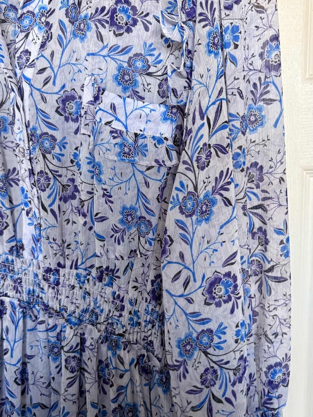 Misa Los Angeles Blue Floral Maxi Dress with Smocked Waist - Picture 5 of 11
